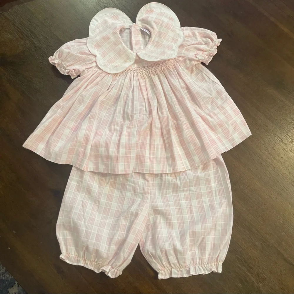 Vintage Petit Ami 18 months pink and white two piece dress set - Picture 1 of 7